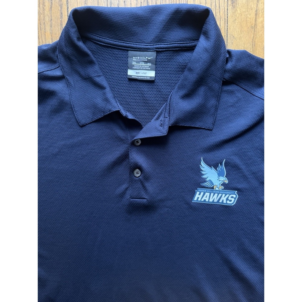 Nike Roger Williams University Hawks Shirt Mens 3XL Blue College Polo Golf RWU